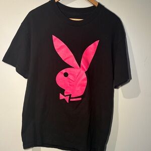 Anti Social Social Club Black Tee with Pink Playboy Design